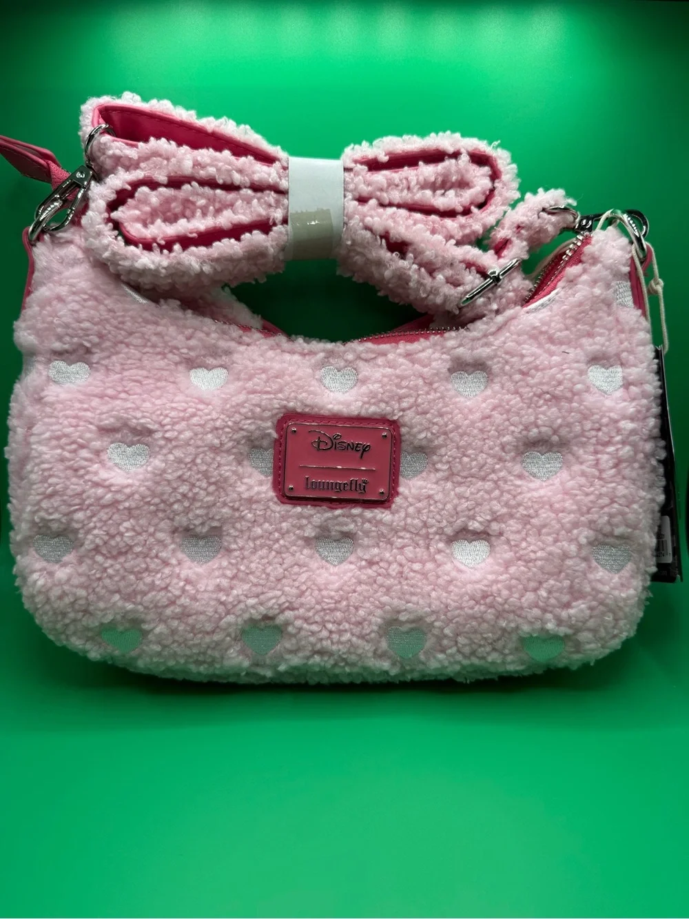 Minnie Mouse Pink Bow Sherpa Crossbody Bag